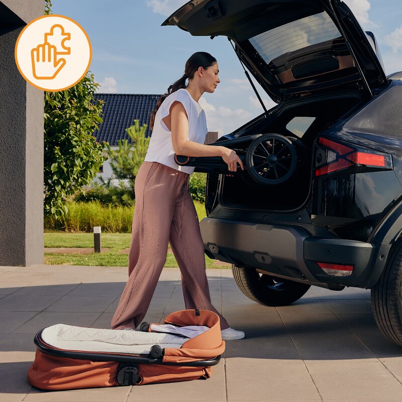Carucior 2 in 1, Lionelo, Layla, Pana la 22 kg, Cadru aluminiu, Cu landou intarit si salteluta din spuma AirDots, Reversibil, Cu ventilatie 3D, Cu accesorii, EN1888-1, EN1888-2, EN1466, Maro
