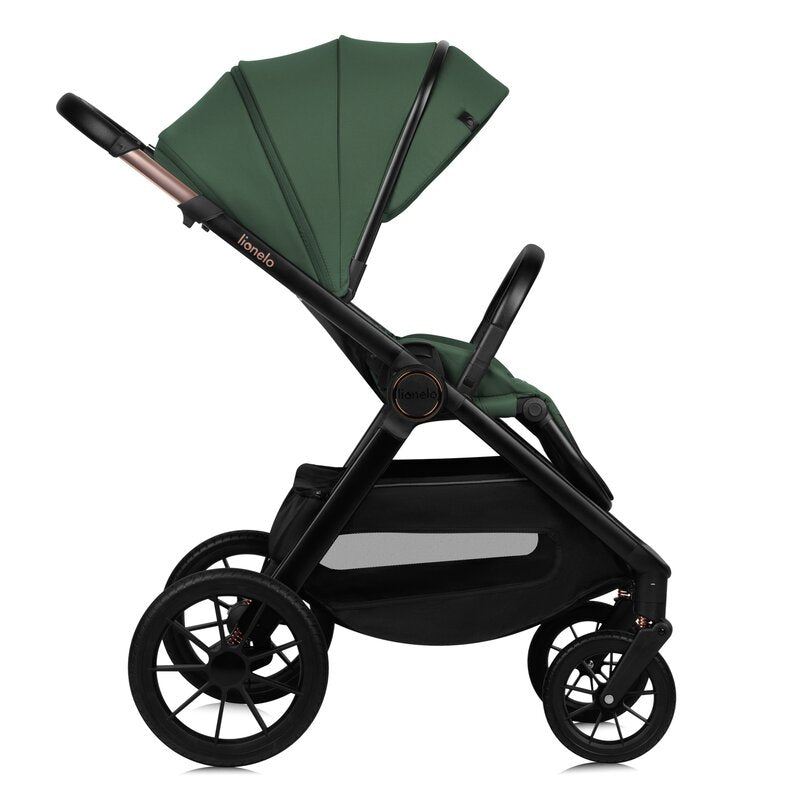 Carucior 2 in 1, Lionelo, Layla, Pana la 22 kg, Cadru aluminiu, Cu landou intarit si salteluta din spuma AirDots, Reversibil, Cu ventilatie 3D, Cu accesorii, EN1888-1, EN1888-2, EN1466, Verde