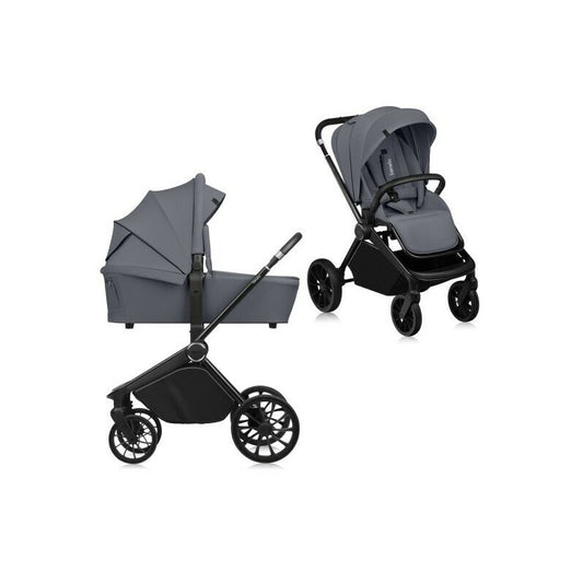 Carucior 2 in 1, Lionelo, Mika Plus, Cadru din aluminiu, Cu landou intarit si salteluta moale, Reversibil, Cu sistem de ventilatie 3D, Cu accesorii, Pana la 22 kg, Conform cu EN1888-1 EN1888-2, EN1466