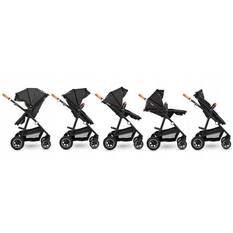 Cărucior 3 în 1 Lionelo Amber Cadru Aluminiu Landou Scoică Auto ADAC Reversibil Până 22kg