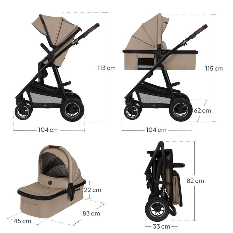 Carucior 3 in 1 Lionelo Amber, Bej