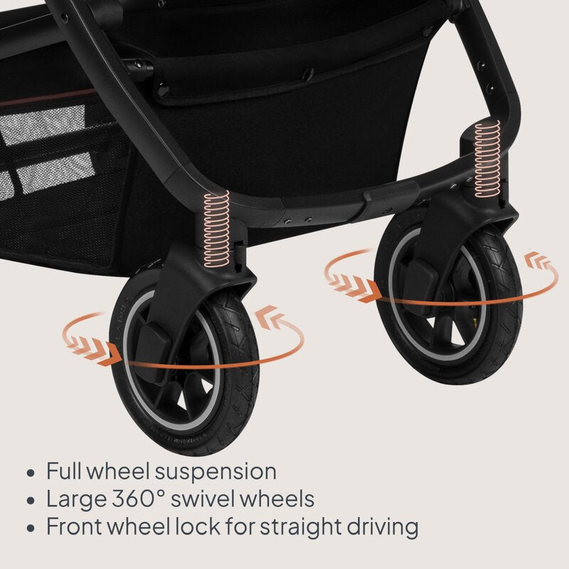 Carucior 3 in 1, Lionelo, Amber, Landou intarit, Scoica auto testata ADAC, Reversibil, Cu accesorii, Geanta parinti, Pana la 22 kg, Bej