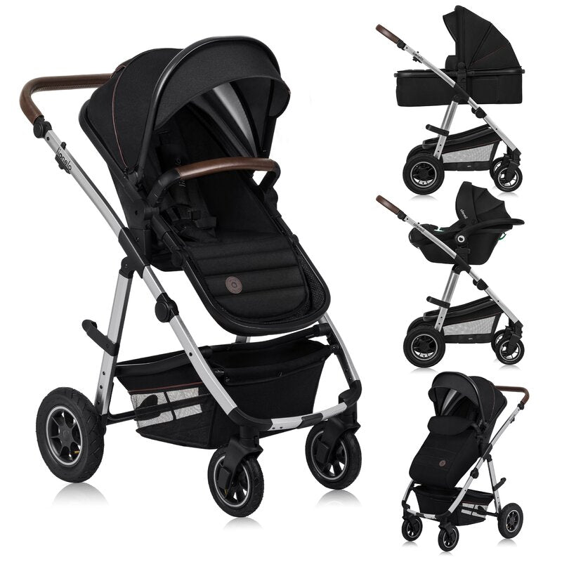 Carucior 3 in 1 Lionelo Amber, Negru Silver