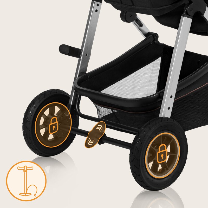 Carucior 3 in 1 Lionelo Amber, Negru Silver