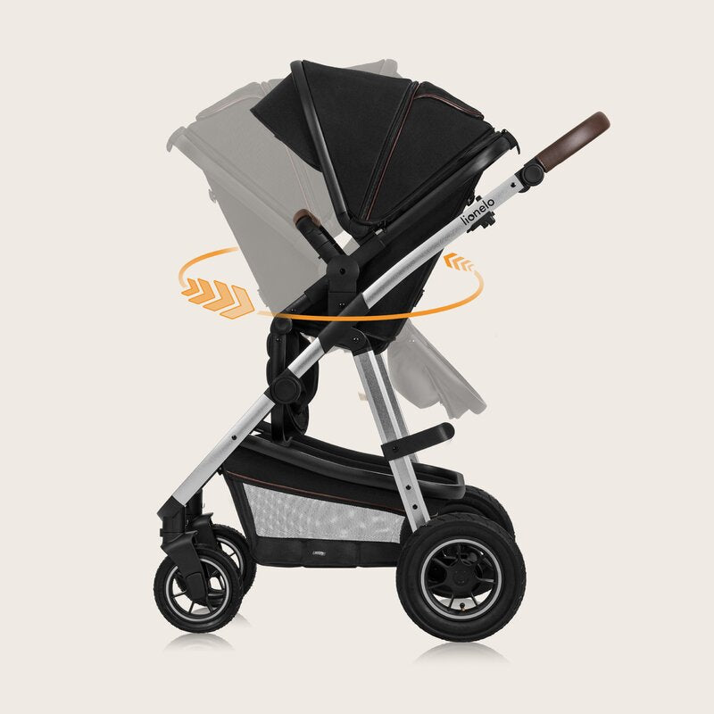 Carucior 3 in 1 Lionelo Amber, Negru Silver