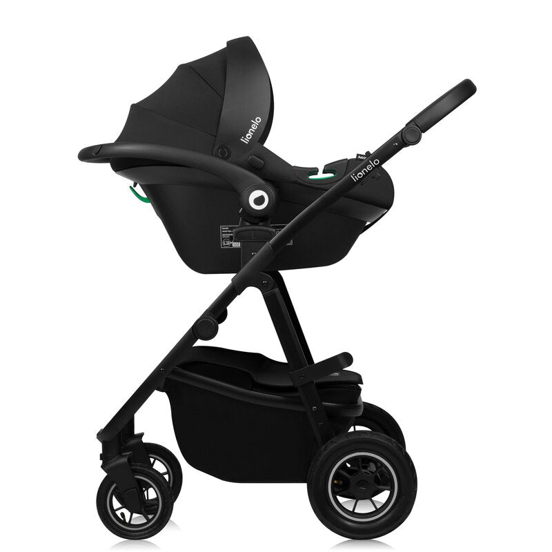 Carucior 3 in 1, Lionelo, Amber Plus, Cadru aluminiu, Cu landou intarit si salteluta moale, Cu scoica auto testata ADAC, Reversibil, Maner ajustabil, Cu accesorii, Cu ventilatie panoramica 3D, Pana la 22 kg, EN1888-1, EN1888-2, EN1466, ECE R129, Gri