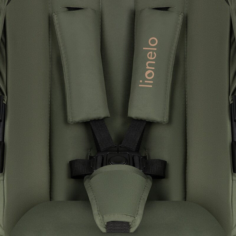 Carucior 3 in 1, Lionelo, Amber Plus, Cadru aluminiu, Cu landou intarit si salteluta moale, Cu scoica auto testata ADAC, Reversibil, Maner ajustabil, Cu accesorii, Cu ventilatie panoramica 3D, Pana la 22 kg, EN1888-1, EN1888-2, EN1466, ECE R129, Verde