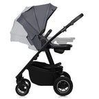 Carucior 3 in 1, Lionelo, Amber Plus, Cadru aluminiu, Cu landou intarit si salteluta moale, Cu scoica auto testata ADAC, Reversibil, Maner ajustabil, Cu accesorii, Cu ventilatie panoramica 3D, Pana la 22 kg, EN1888-1, EN1888-2, EN1466, ECE R129, Gri