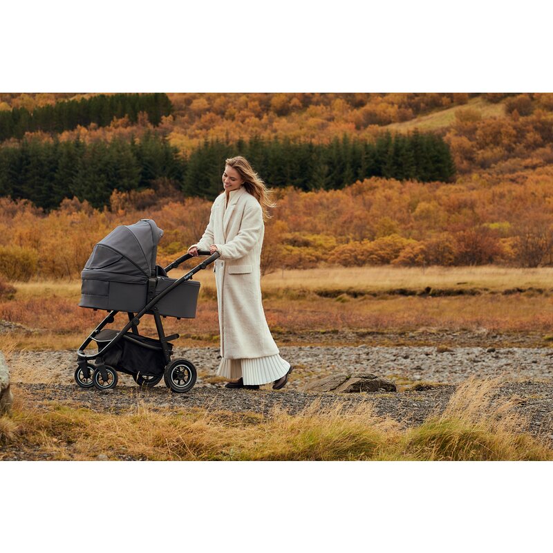 Carucior 3 in 1, Lionelo, Amber Plus, Cadru aluminiu, Cu landou intarit si salteluta moale, Cu scoica auto testata ADAC, Reversibil, Maner ajustabil, Cu accesorii, Cu ventilatie panoramica 3D, Pana la 22 kg, EN1888-1, EN1888-2, EN1466, ECE R129, Gri