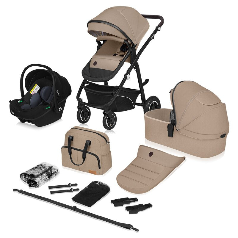 Carucior 3 in 1 Lionelo Bianka Bej - scaun auto Astrid Lite