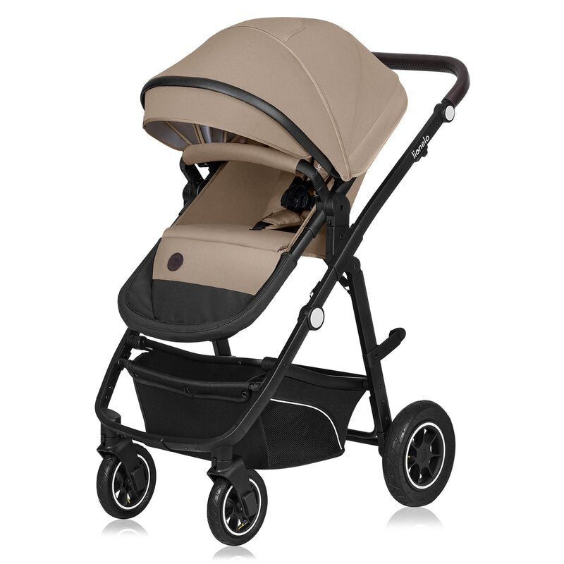 Carucior 3 in 1, Lionelo, Bianka, Transformabil, Cadru aluminiu, Cu landou si salteluta moale, Cu scoica auto, Cu multiple accesorii, Sustine 22 kg, 0 luni+, EN1466:2014+AC:2015, EN1888, Bej