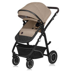 Carucior 3 in 1, Lionelo, Bianka, Transformabil, Cadru aluminiu, Cu landou si salteluta moale, Cu scoica auto, Cu multiple accesorii, Sustine 22 kg, 0 luni+, EN1466:2014+AC:2015, EN1888, Bej