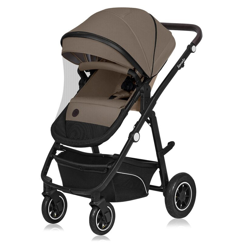 Carucior 3 in 1, Lionelo, Bianka, Transformabil, Cadru aluminiu, Cu landou si salteluta moale, Cu scoica auto, Cu multiple accesorii, Sustine 22 kg, 0 luni+, EN1466:2014+AC:2015, EN1888, Bej