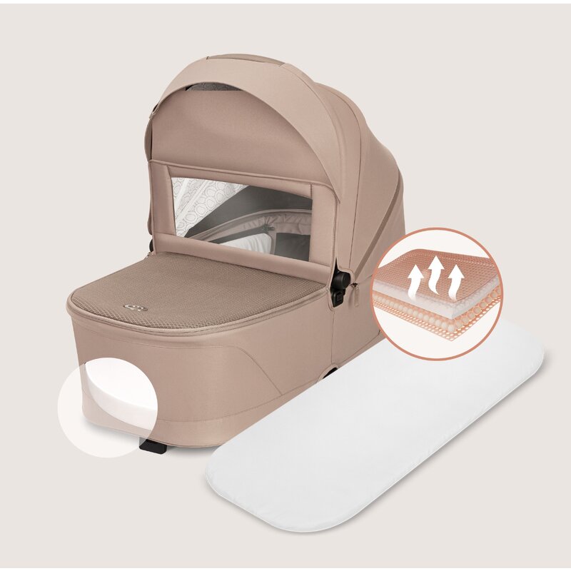 Carucior 3 in 1 Lionelo Freya cu Scoica Auto Astrid i-Size ADAC, Landou si Parte Sport, 0-22 kg, Bej