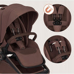 Carucior 3 in 1 Lionelo Freya cu Scoica Auto Astrid i-Size ADAC, Landou si Parte Sport, 0-22 kg, Maro
