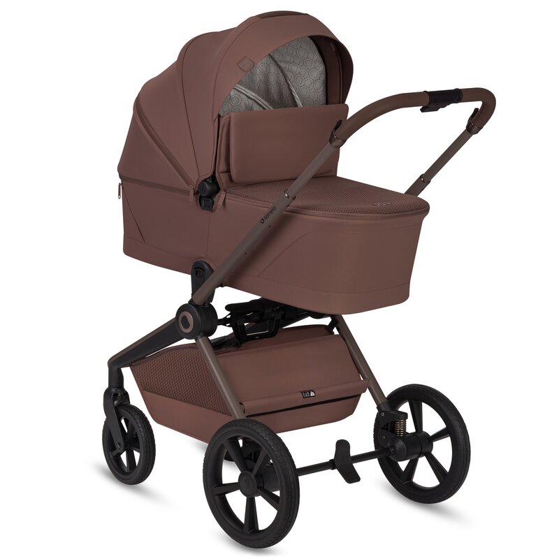Carucior 3 in 1 Lionelo Freya cu Scoica Auto Astrid i-Size ADAC, Landou si Parte Sport, 0-22 kg, Maro