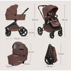 Carucior 3 in 1 Lionelo Freya cu Scoica Auto Astrid i-Size ADAC, Landou si Parte Sport, 0-22 kg, Maro