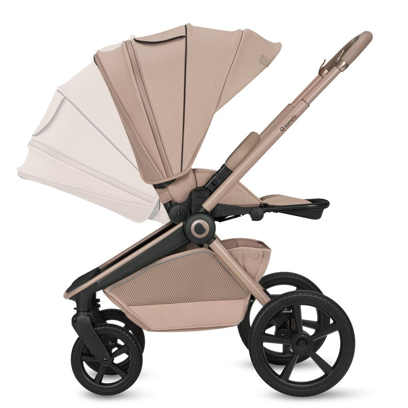 Carucior 3 in 1 Lionelo Freya cu Scoica Auto Astrid i-Size ADAC, Landou si Parte Sport, 0-22 kg, Bej