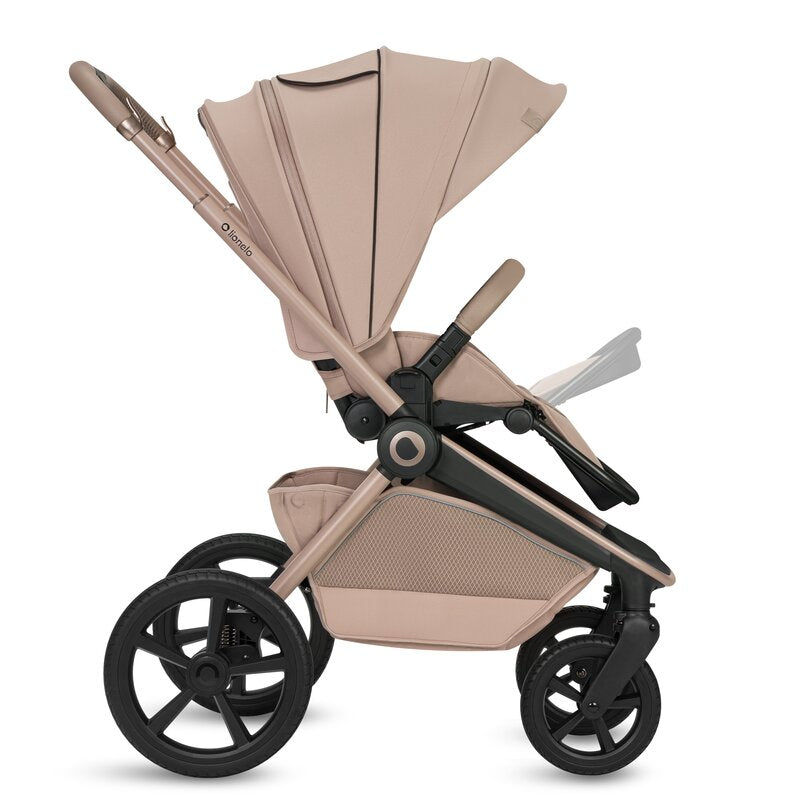 Carucior 3 in 1 Lionelo Freya cu Scoica Auto Astrid i-Size ADAC, Landou si Parte Sport, 0-22 kg, Bej