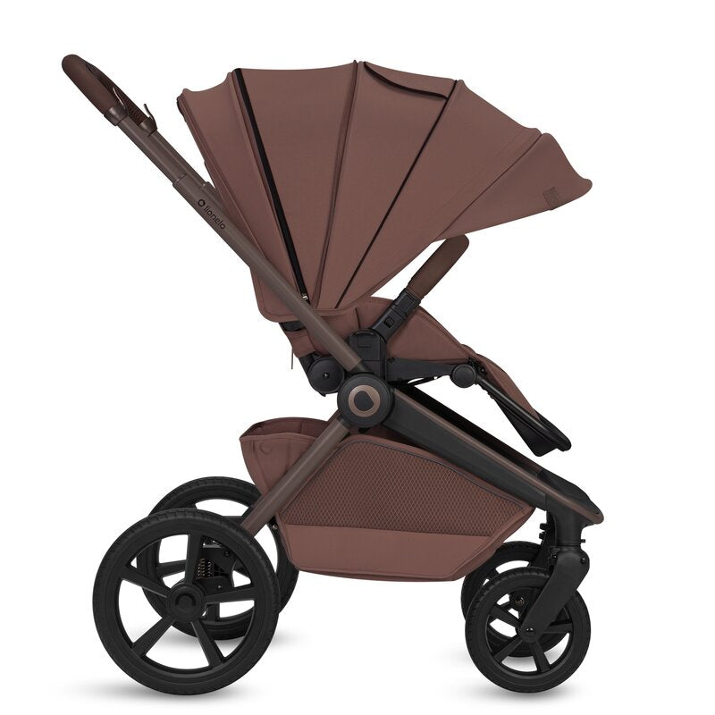 Carucior 3 in 1 Lionelo Freya cu Scoica Auto Astrid i-Size ADAC, Landou si Parte Sport, 0-22 kg, Maro