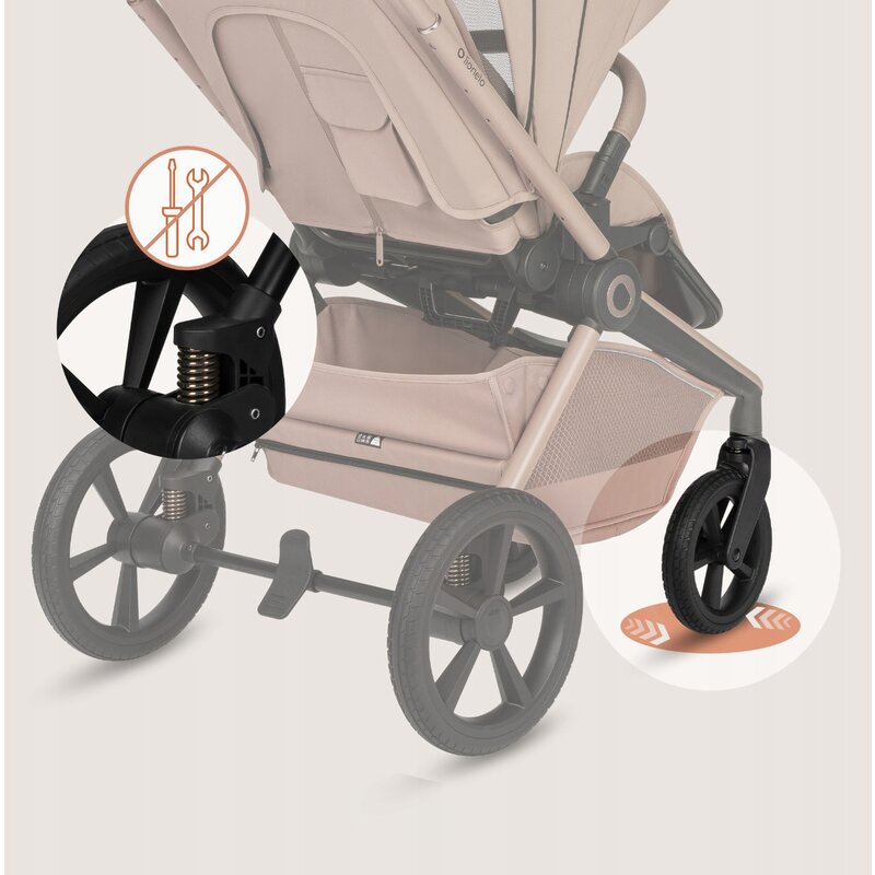 Carucior 3 in 1 Lionelo Freya cu Scoica Auto Astrid i-Size ADAC, Landou si Parte Sport, 0-22 kg, Bej