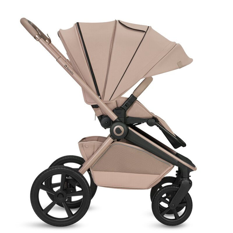 Carucior 3 in 1 Lionelo Freya cu Scoica Auto Astrid i-Size ADAC, Landou si Parte Sport, 0-22 kg, Bej