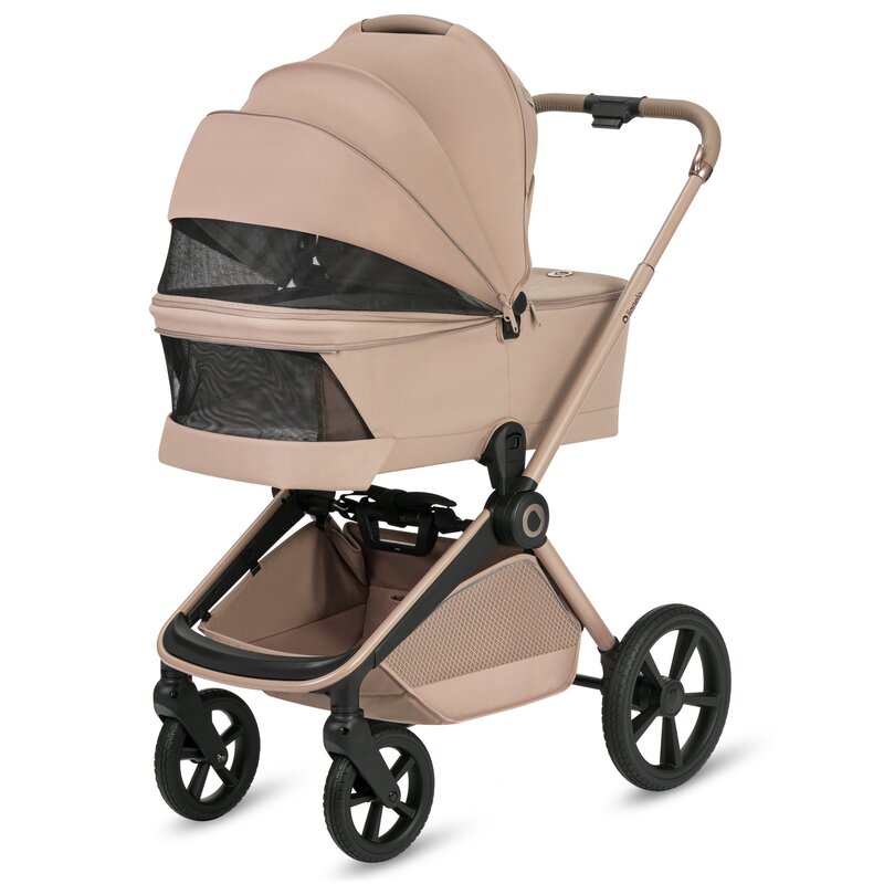 Carucior 3 in 1 Lionelo Freya cu Scoica Auto Astrid i-Size ADAC, Landou si Parte Sport, 0-22 kg, Bej