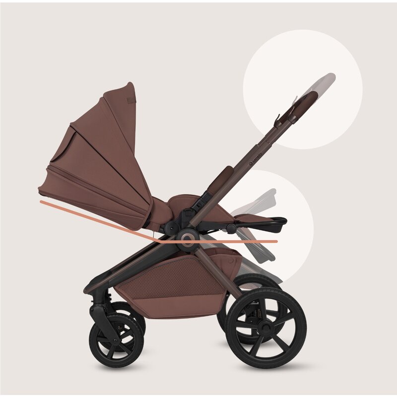 Carucior 3 in 1 Lionelo Freya cu Scoica Auto Astrid i-Size ADAC, Landou si Parte Sport, 0-22 kg, Maro