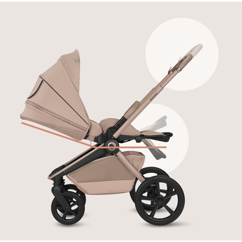 Carucior 3 in 1 Lionelo Freya cu Scoica Auto Astrid i-Size ADAC, Landou si Parte Sport, 0-22 kg, Bej