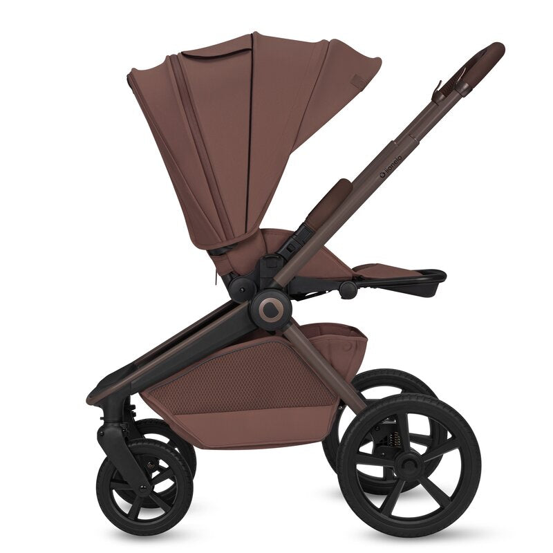Carucior 3 in 1 Lionelo Freya cu Scoica Auto Astrid i-Size ADAC, Landou si Parte Sport, 0-22 kg, Maro