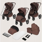 Carucior 3 in 1 Lionelo Freya cu Scoica Auto Astrid i-Size ADAC, Landou si Parte Sport, 0-22 kg, Maro