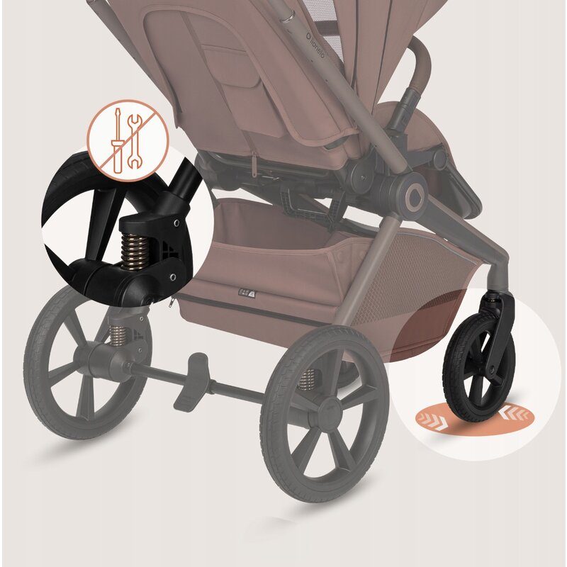 Carucior 3 in 1 Lionelo Freya cu Scoica Auto Astrid i-Size ADAC, Landou si Parte Sport, 0-22 kg, Maro