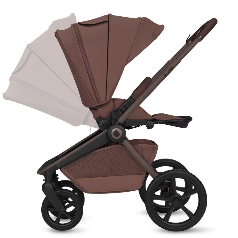 Carucior 3 in 1 Lionelo Freya cu Scoica Auto Astrid i-Size ADAC, Landou si Parte Sport, 0-22 kg, Maro