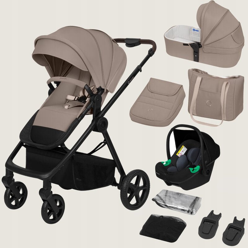 Carucior 3 in 1 Lionelo Greet cu Scoica Auto Astrid Lite i-Size, Landou si Parte Sport, 0-22 kg, Bej