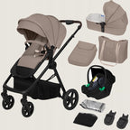 Carucior 3 in 1 Lionelo Greet cu Scoica Auto Astrid Lite i-Size, Landou si Parte Sport, 0-22 kg, Bej