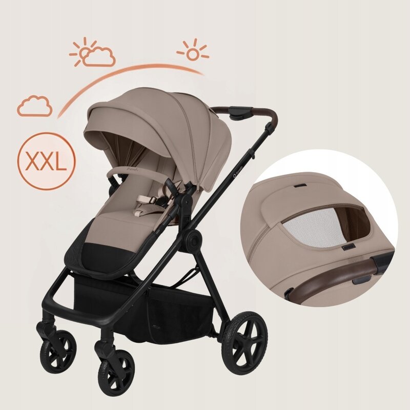 Carucior 3 in 1 Lionelo Greet cu Scoica Auto Astrid Lite i-Size, Landou si Parte Sport, 0-22 kg, Bej