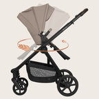 Carucior 3 in 1 Lionelo Greet cu Scoica Auto Astrid Lite i-Size, Landou si Parte Sport, 0-22 kg, Bej