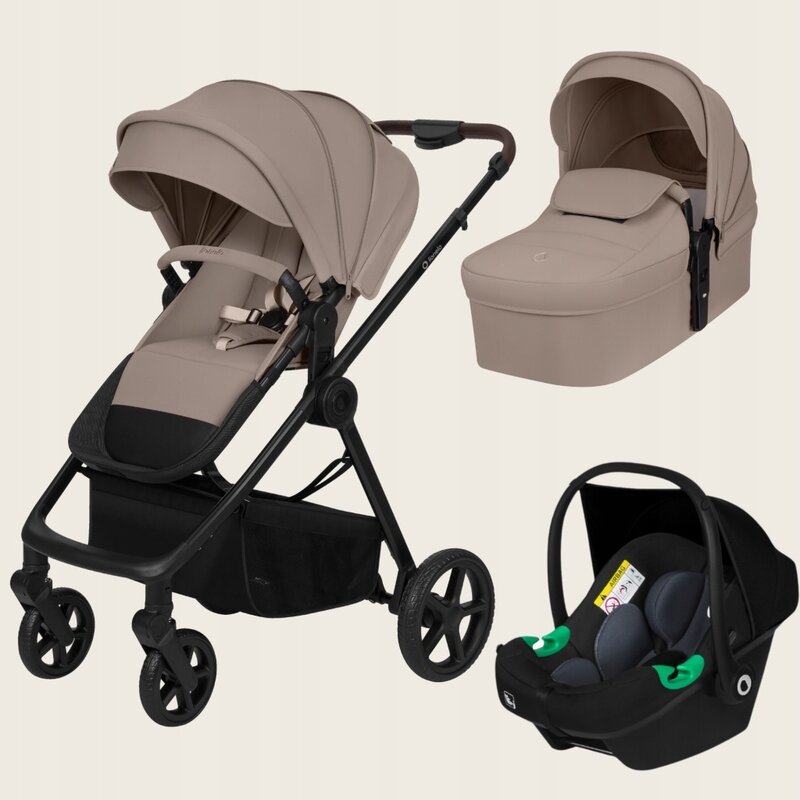 Carucior 3 in 1 Lionelo Greet cu Scoica Auto Astrid Lite i-Size, Landou si Parte Sport, 0-22 kg, Bej