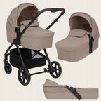 Carucior 3 in 1 Lionelo Greet cu Scoica Auto Astrid Lite i-Size, Landou si Parte Sport, 0-22 kg, Bej