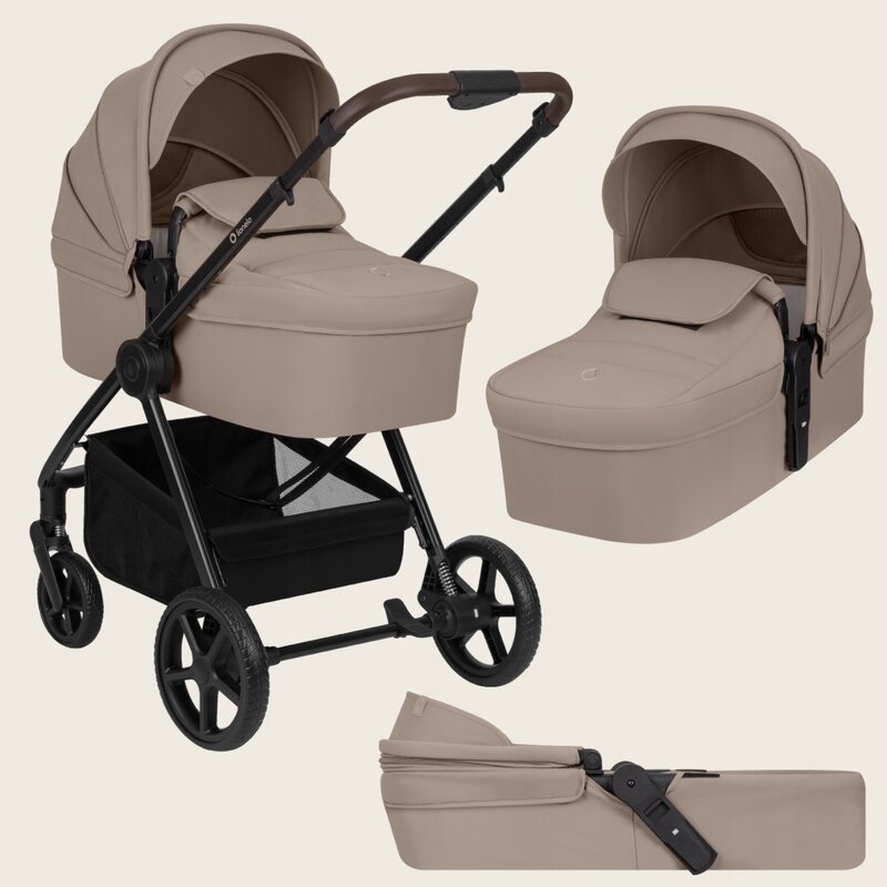 Carucior 3 in 1 Lionelo Greet cu Scoica Auto Astrid Lite i-Size, Landou si Parte Sport, 0-22 kg, Bej