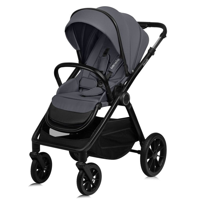Carucior 3 in 1, Lionelo, Layla, Cadru din aluminiu, Cu landou intarit si salteluta din spuma AiryDots, Cu scoica auto testata ADAC, Reversibil, Cu sistem de ventilatie 3D, Cu accesorii, Pana la 22 kg, EN1888-1 EN1888-2 EN1466 ECE R129, Gri
