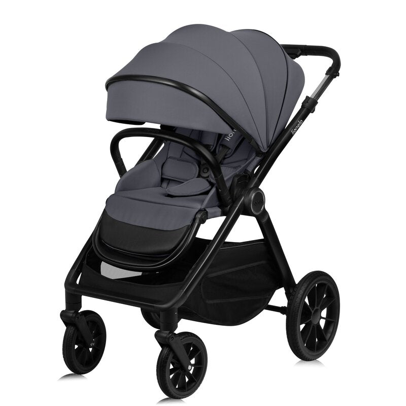 Carucior 3 in 1, Lionelo, Layla, Cadru din aluminiu, Cu landou intarit si salteluta din spuma AiryDots, Cu scoica auto testata ADAC, Reversibil, Cu sistem de ventilatie 3D, Cu accesorii, Pana la 22 kg, EN1888-1 EN1888-2 EN1466 ECE R129, Gri