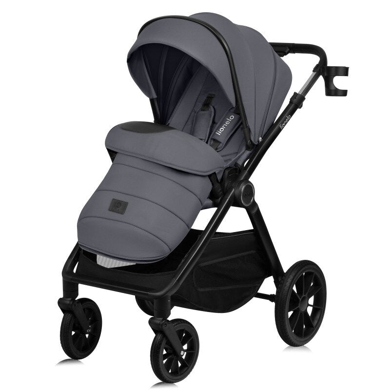 Carucior 3 in 1, Lionelo, Layla, Cadru din aluminiu, Cu landou intarit si salteluta din spuma AiryDots, Cu scoica auto testata ADAC, Reversibil, Cu sistem de ventilatie 3D, Cu accesorii, Pana la 22 kg, EN1888-1 EN1888-2 EN1466 ECE R129, Gri