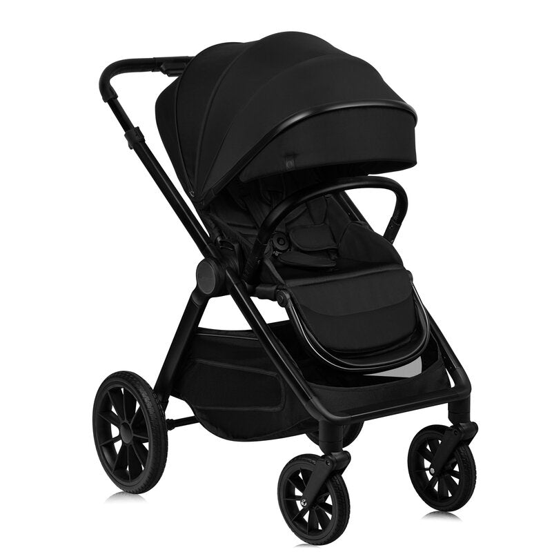 Carucior 3 in 1, Lionelo, Layla, Pana la 22 kg, Cadru aluminiu, Cu landou intarit si salteluta din spuma AirDots, Cu scoica auto testata ADAC, Reversibil, Cu ventilatie 3D, Cu accesorii, EN1888-1, EN1888-2, EN1466, Negru