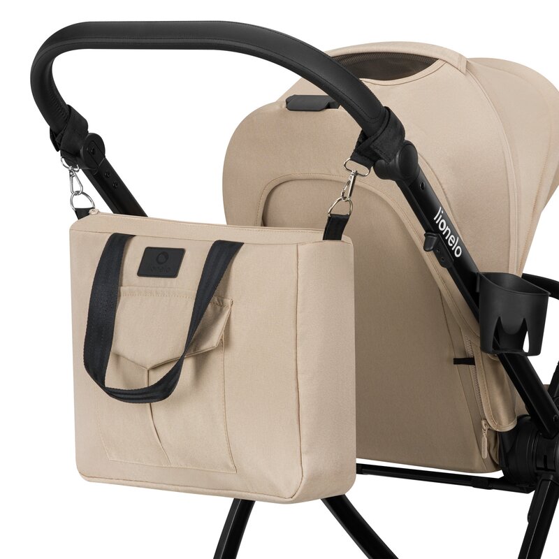 Carucior 3 in 1, Lionelo, Meril, Cu landou de dimensiune XL, Reversibil, Cu scoica auto testata ADAC, Cu accesorii, Pana la 22 kg, Conform cu EN1888-1 EN1888-2, EN1466, Bej
