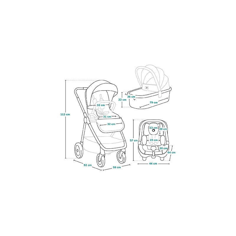 Carucior 3 in 1, Lionelo, Meril, Cu landou de dimensiune XL, Reversibil, Cu scoica auto testata ADAC, Cu accesorii, Pana la 22 kg, Conform cu EN1888-1 EN1888-2, EN1466, Gri