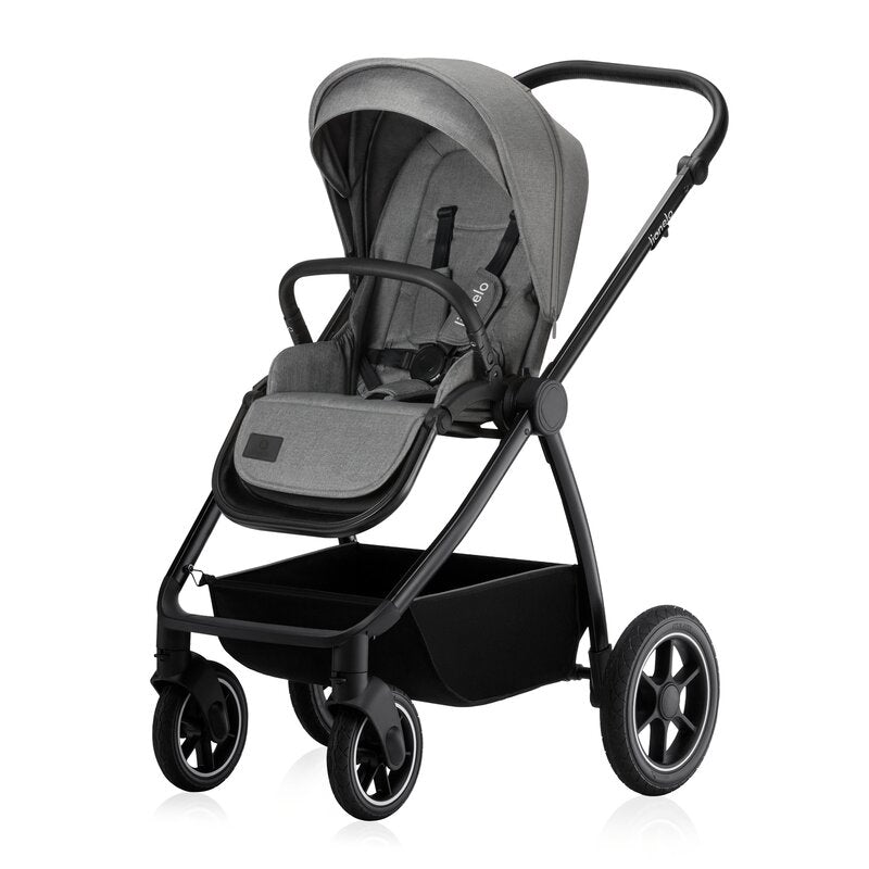 Carucior 3 in 1, Lionelo, Meril, Cu landou de dimensiune XL, Reversibil, Cu scoica auto testata ADAC, Cu accesorii, Pana la 22 kg, Conform cu EN1888-1 EN1888-2, EN1466, Gri