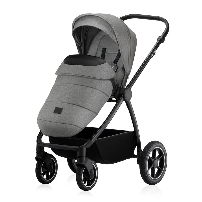 Carucior 3 in 1, Lionelo, Meril, Cu landou de dimensiune XL, Reversibil, Cu scoica auto testata ADAC, Cu accesorii, Pana la 22 kg, Conform cu EN1888-1 EN1888-2, EN1466, Gri