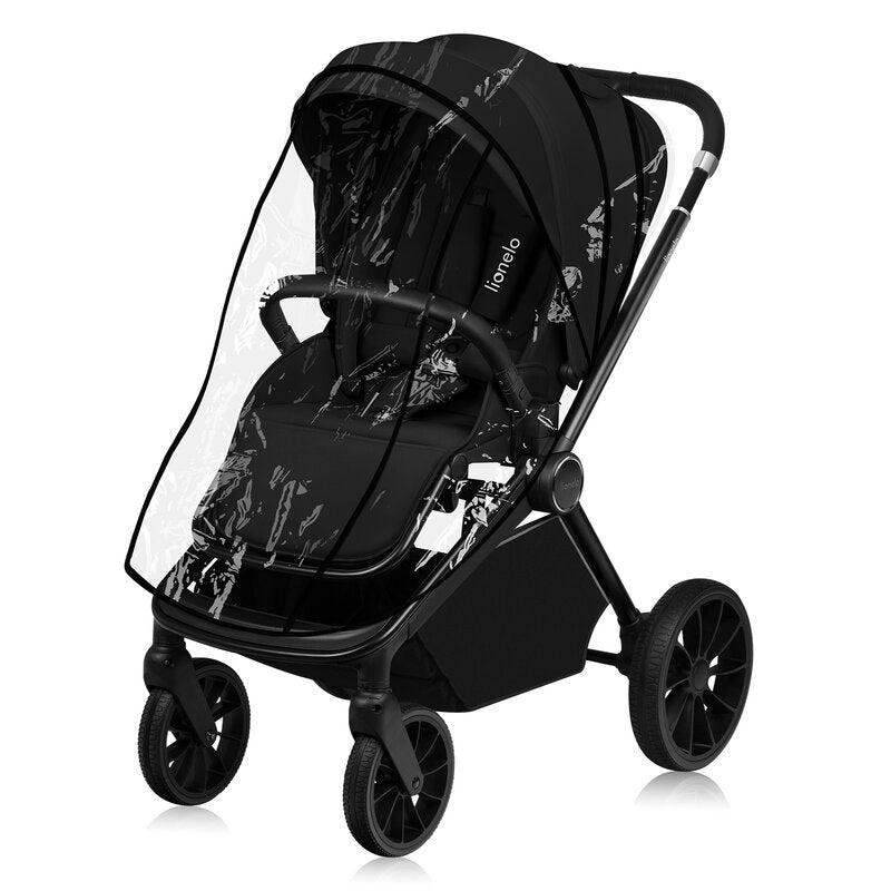 Carucior 3 in 1, Lionelo, Mika Plus, Cadru din aluminiu, Cu landou intarit si salteluta moale, Cu scoica auto testata ADAC, Reversibil, Cu sistem de ventilatie 3D, Cu accesorii, Pana la 22 kg, EN1888-1 EN1888-2 EN1466 ECE R129, Negru