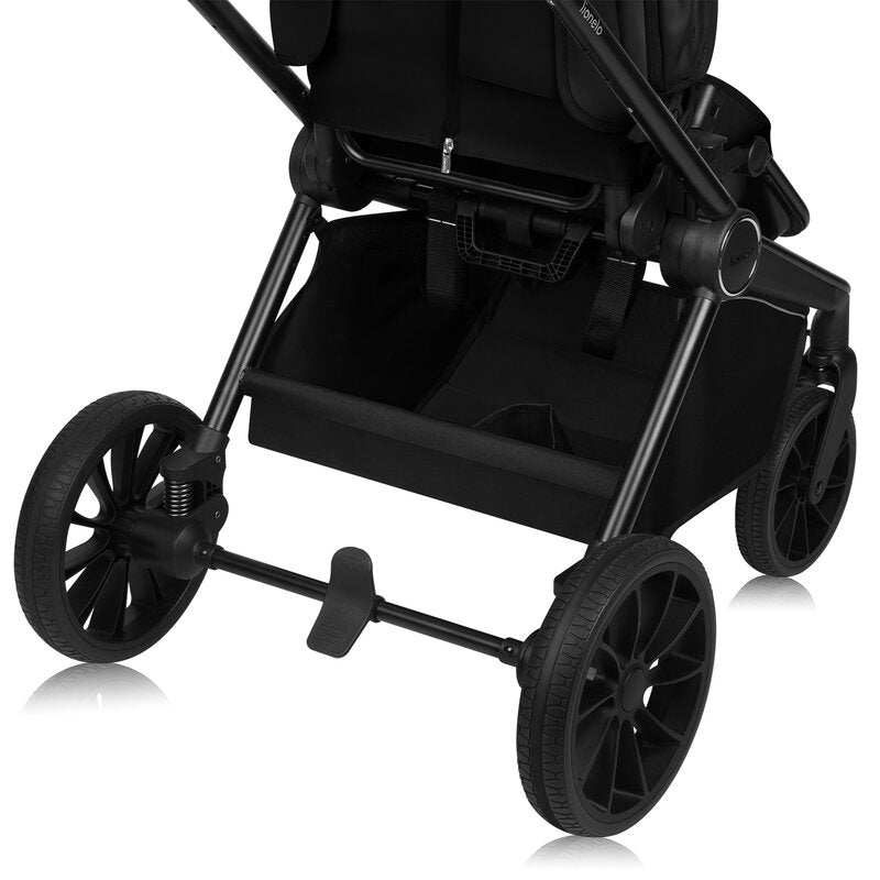 Carucior 3 in 1, Lionelo, Mika Plus, Cadru din aluminiu, Cu landou intarit si salteluta moale, Cu scoica auto testata ADAC, Reversibil, Cu sistem de ventilatie 3D, Cu accesorii, Pana la 22 kg, EN1888-1 EN1888-2 EN1466 ECE R129, Negru